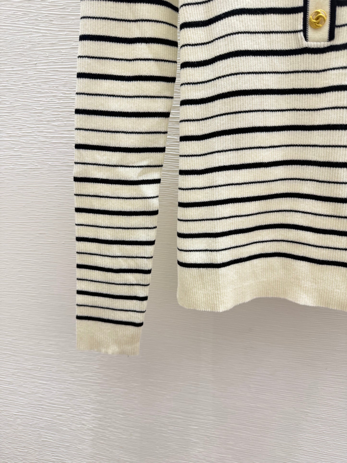 Long-sleeve color-block striped knit top