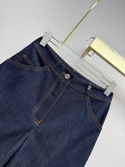 Embroidered Straight-Leg Denim Trousers