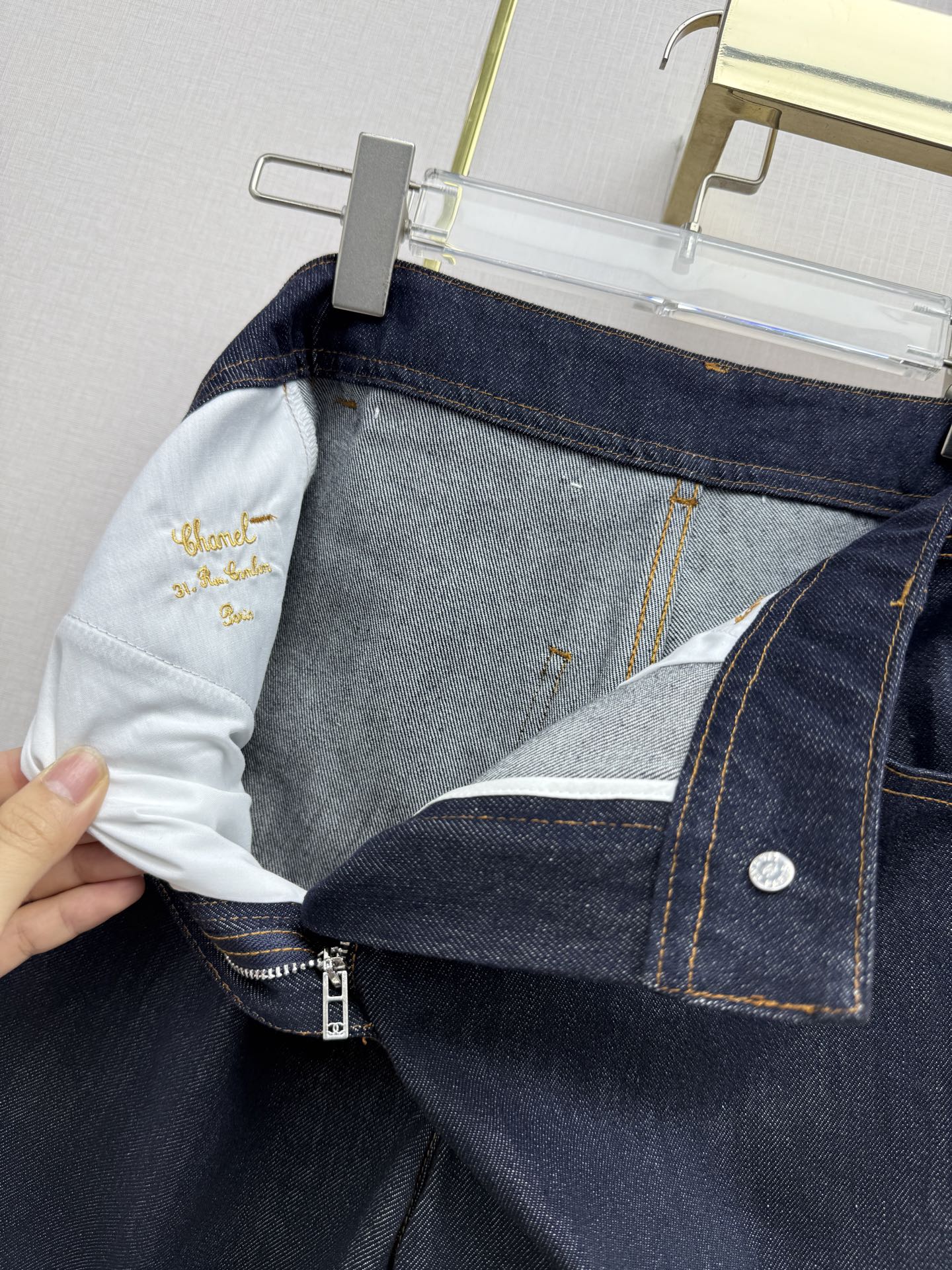 Embroidered Straight-Leg Denim Trousers