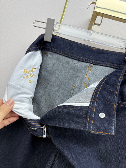 Embroidered Straight-Leg Denim Trousers