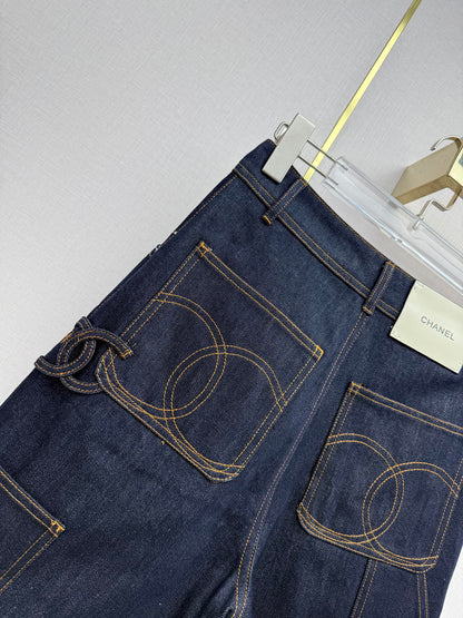 Embroidered Straight-Leg Denim Trousers