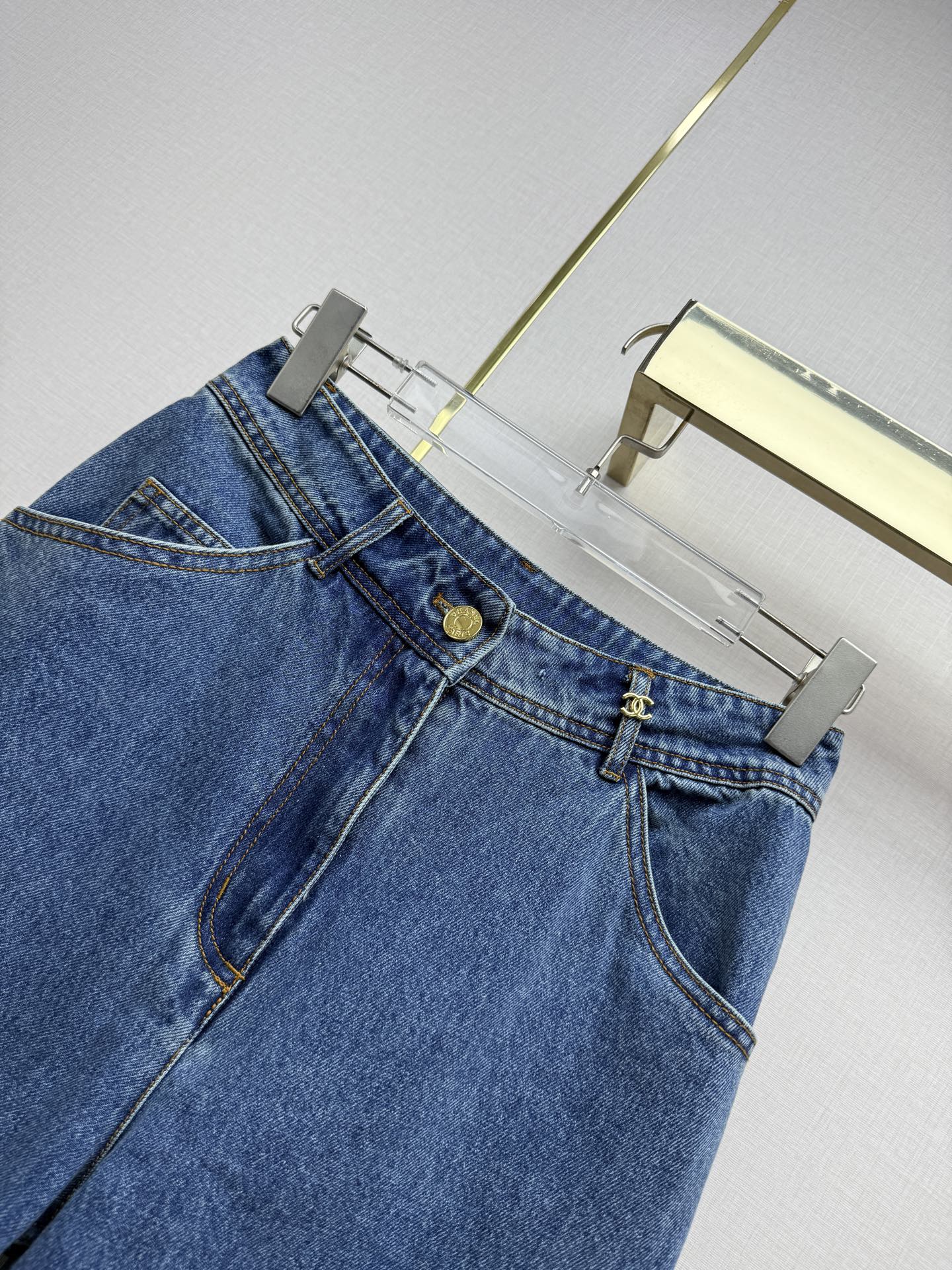 Embroidered Straight-Leg Denim Trousers