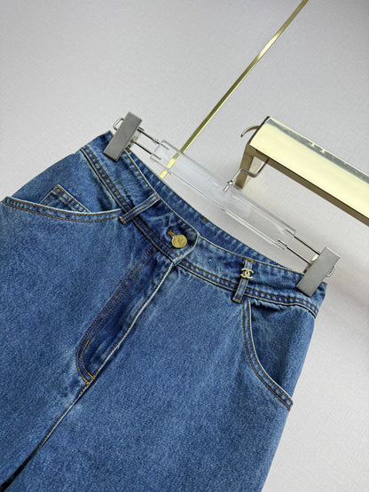 Embroidered Straight-Leg Denim Trousers