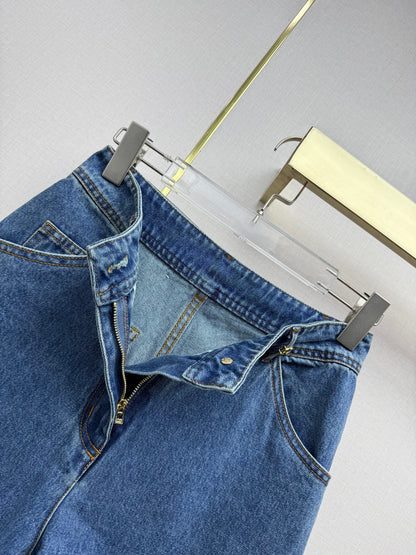 Embroidered Straight-Leg Denim Trousers