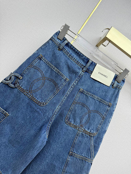 Embroidered Straight-Leg Denim Trousers
