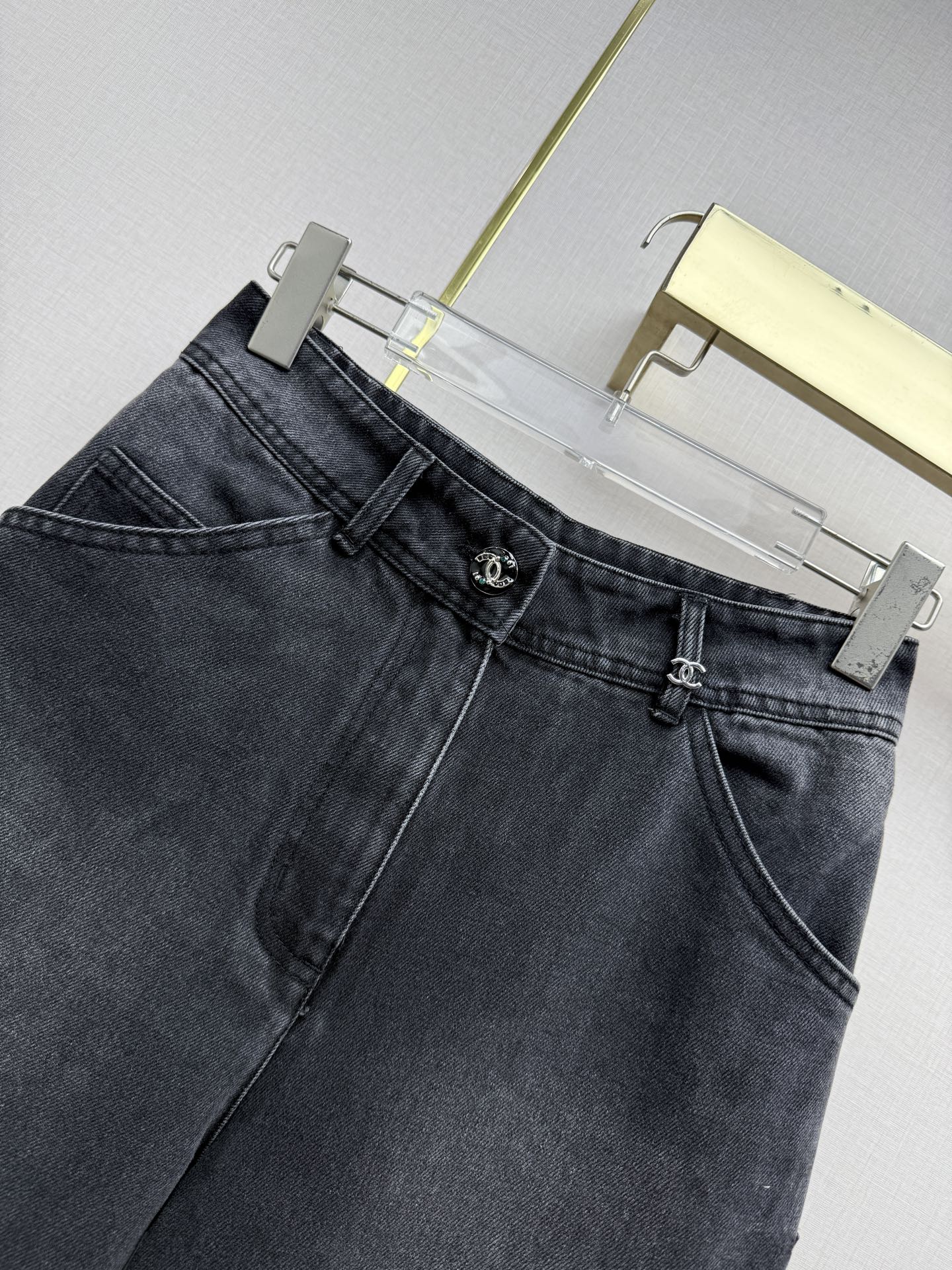 Embroidered Straight-Leg Denim Trousers