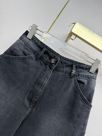 Embroidered Straight-Leg Denim Trousers