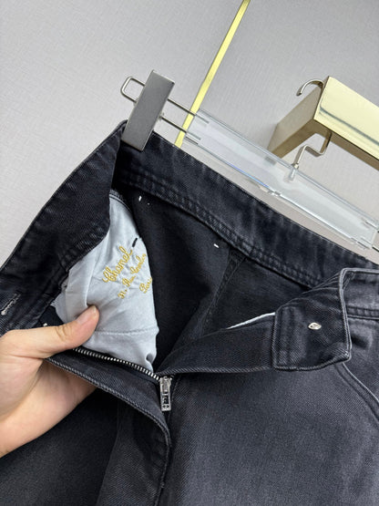 Embroidered Straight-Leg Denim Trousers