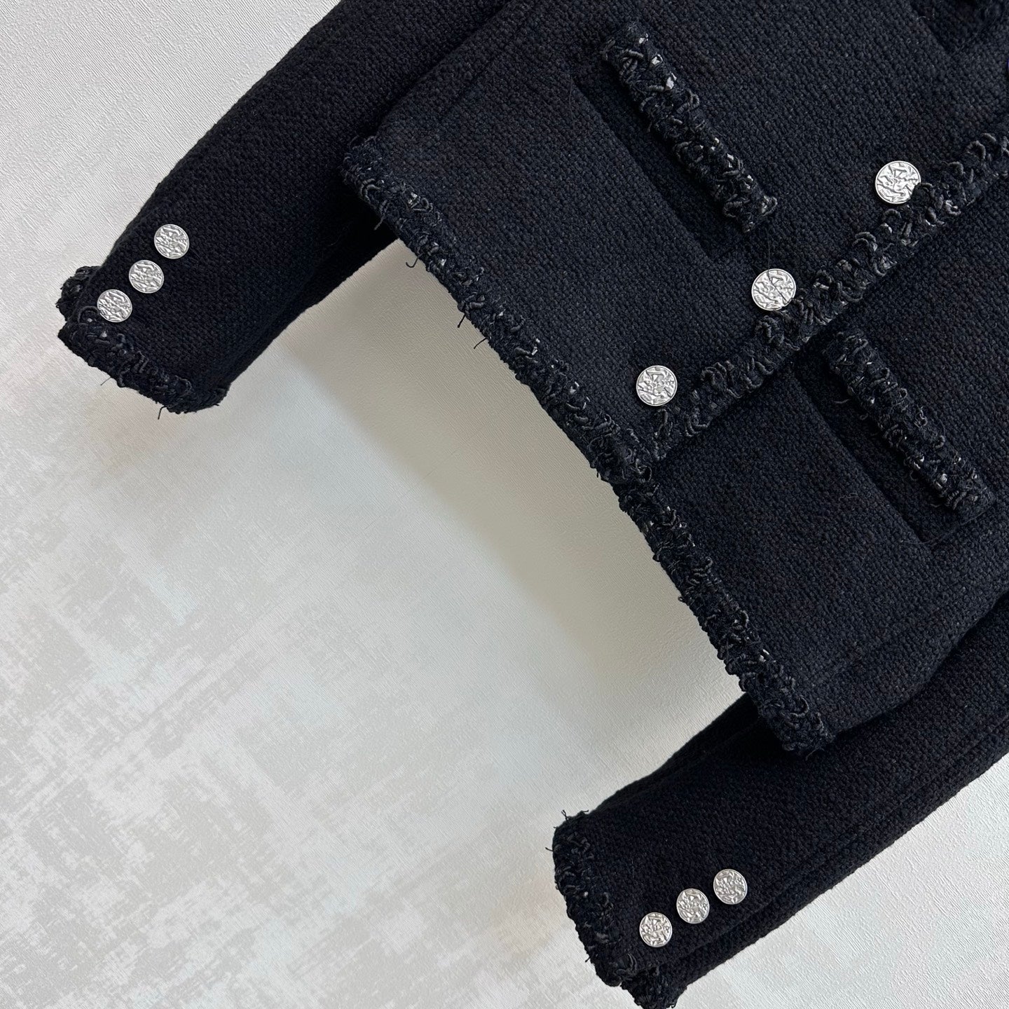 Bound-Edge Crew-Neck Tweed Jacket