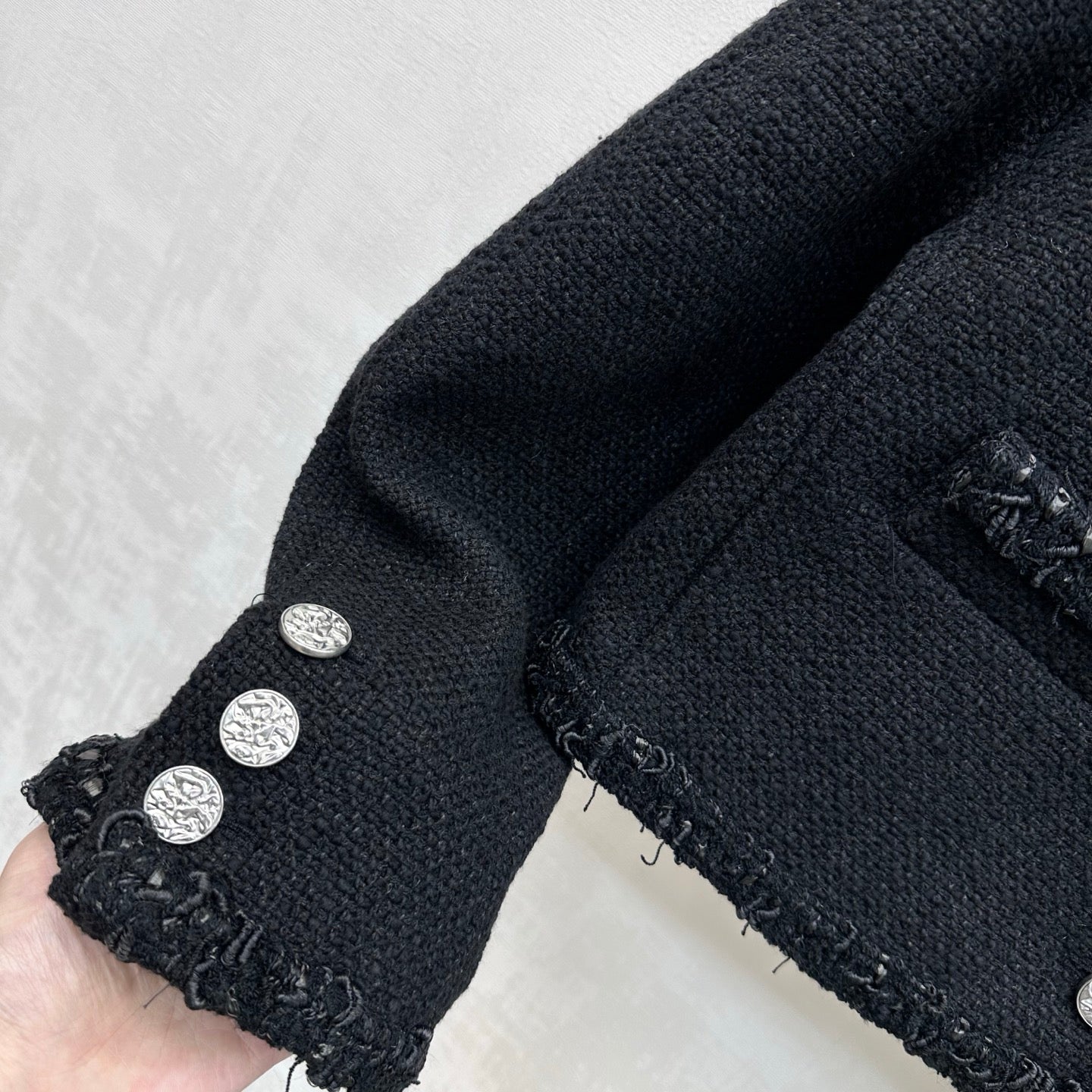 Bound-Edge Crew-Neck Tweed Jacket
