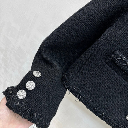 Bound-Edge Crew-Neck Tweed Jacket