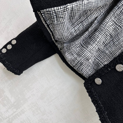 Bound-Edge Crew-Neck Tweed Jacket