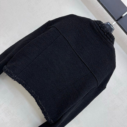 Bound-Edge Crew-Neck Tweed Jacket