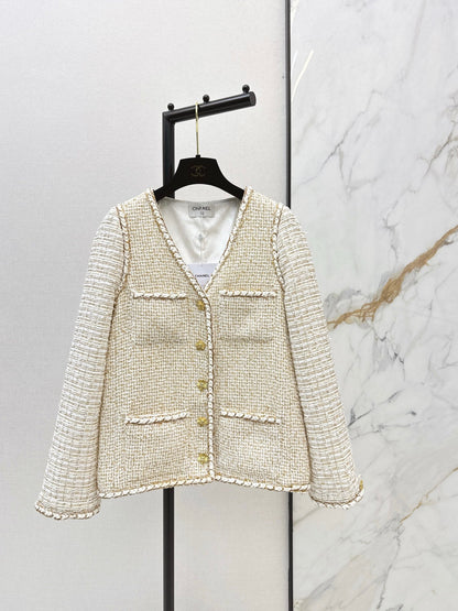chanel/26Gilded Tweed Panel Jacket