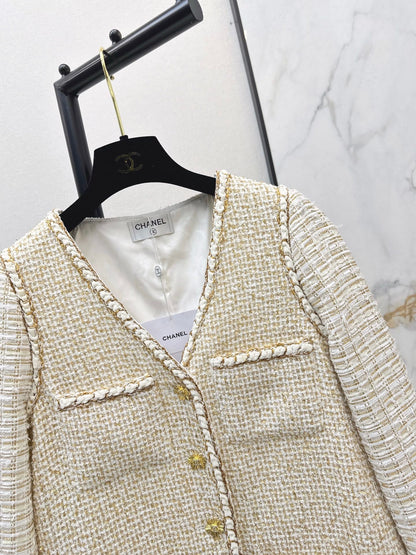 chanel/26Gilded Tweed Panel Jacket