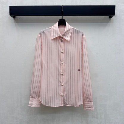 Striped Shirt with Self-Tie Waist