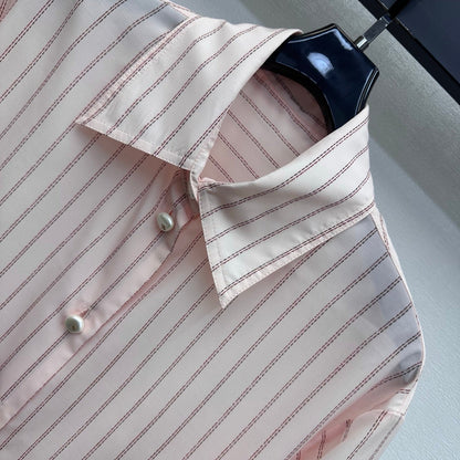 Striped Shirt with Self-Tie Waist