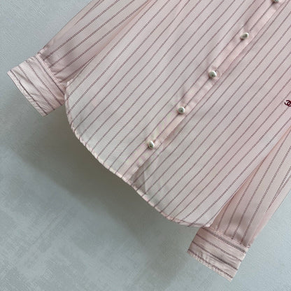 Striped Shirt with Self-Tie Waist