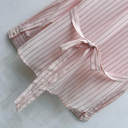 Striped Shirt with Self-Tie Waist