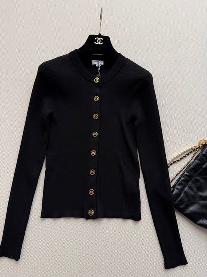 Vertical-Ribbed Knit Cardigan