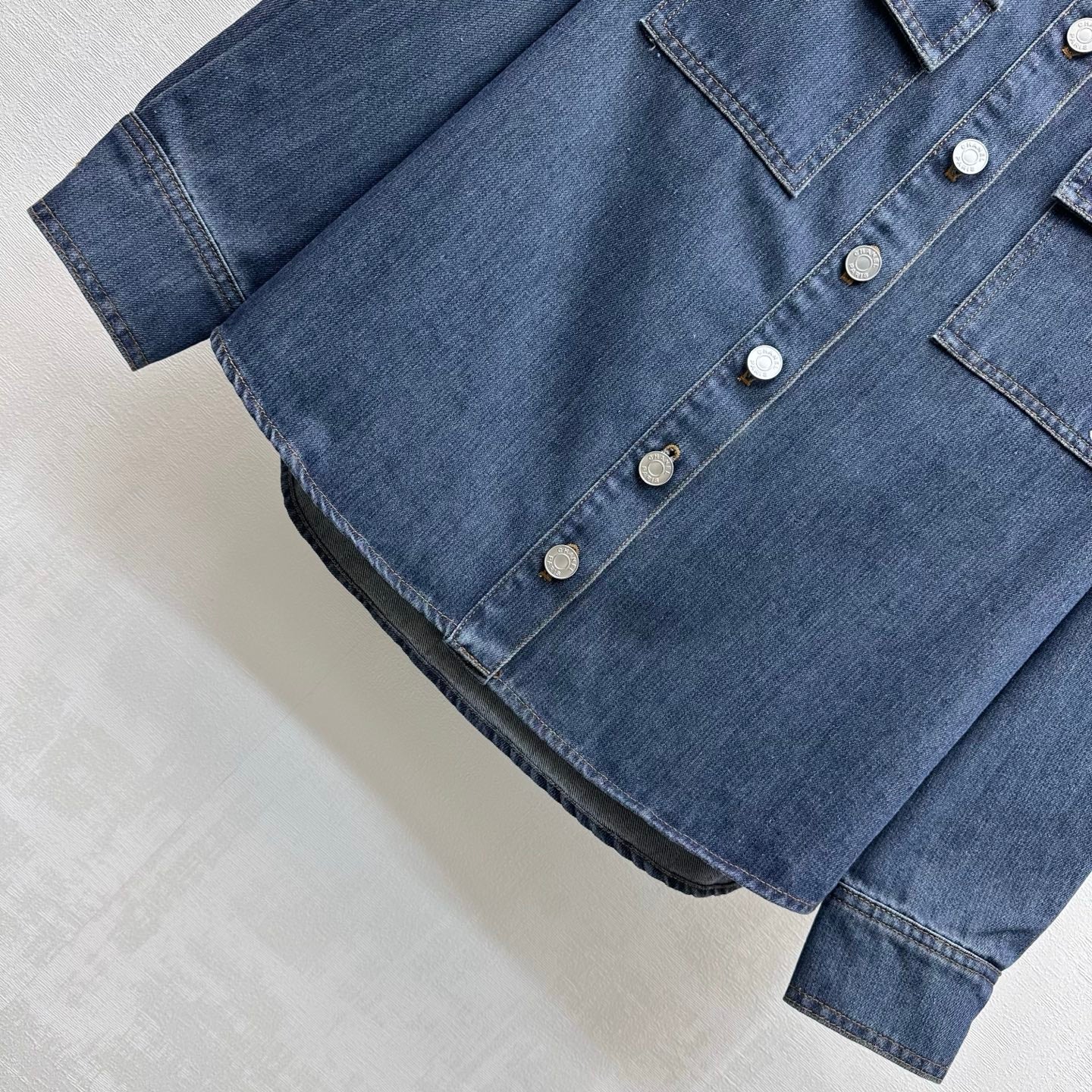 Leather-Collared Denim Shirt-Jacket