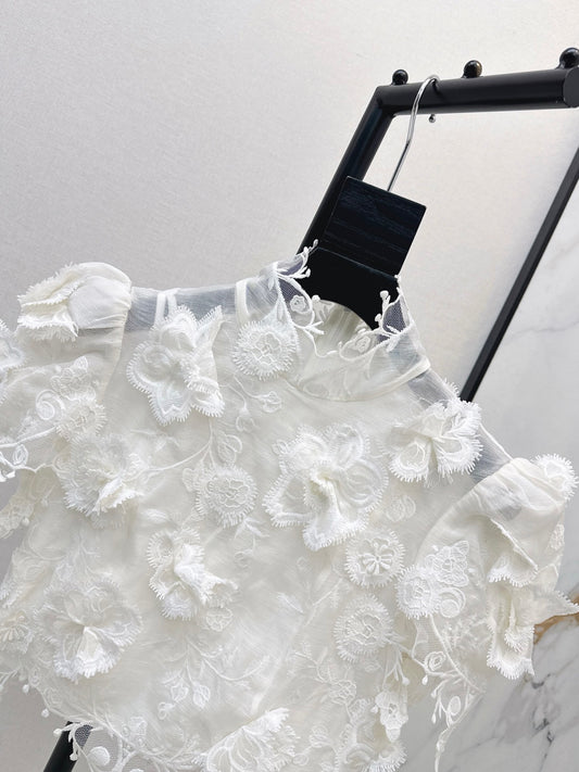 zimmermann/26ss 3D Floral Sleeveless Cropped Top