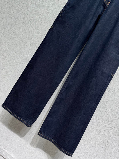 Washed Utility-Style Denim Trousers