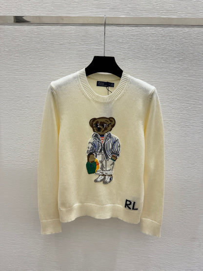 Ralph Lauren / 26 New Bear Embroidered Crew Neck Knit Sweater