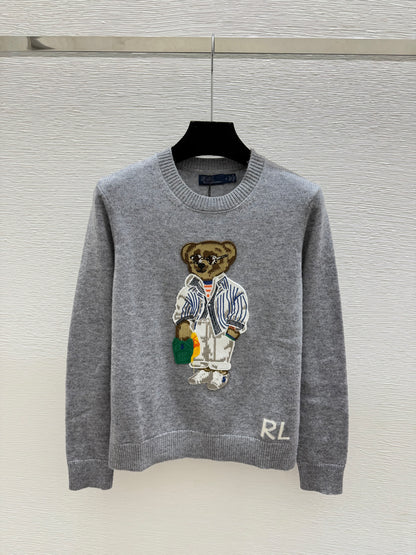 Ralph Lauren / 26 New Bear Embroidered Crew Neck Knit Sweater