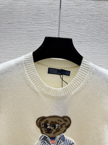 Ralph Lauren / 26 New Bear Embroidered Crew Neck Knit Sweater