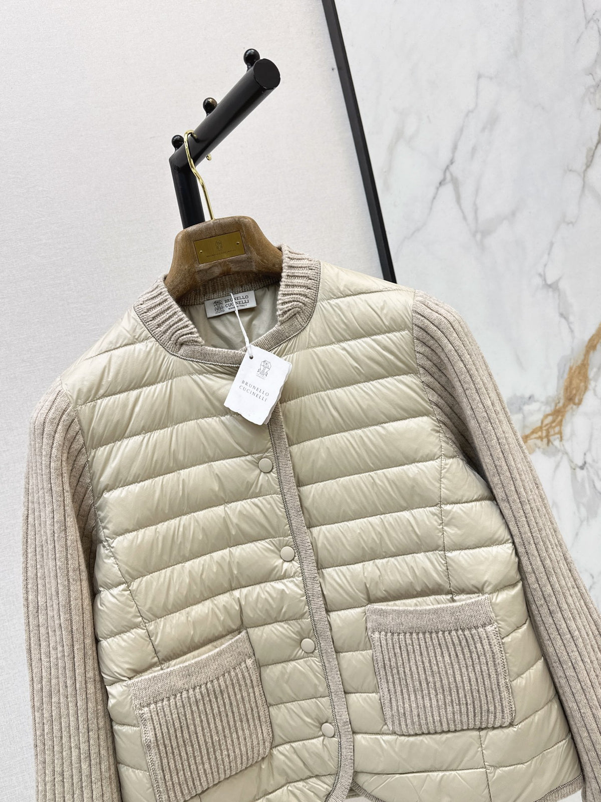 Brunello Cucinelli / 26 Fall-Winter Latest Wool Knit Patchwork Down Jacket