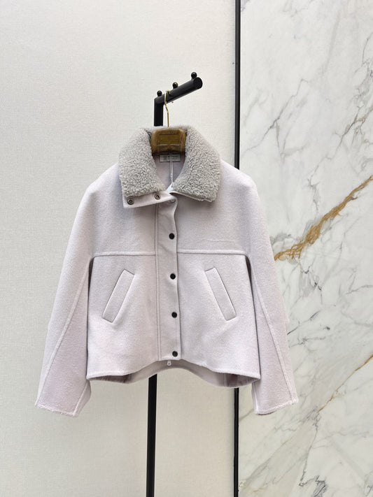 Brunello Cucinelli/26 Autumn and Winter Latest Double-Sided Fleece Collar Short Jacket