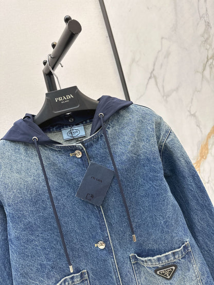 Prada/26 Early Fall New Hooded Denim Jacket