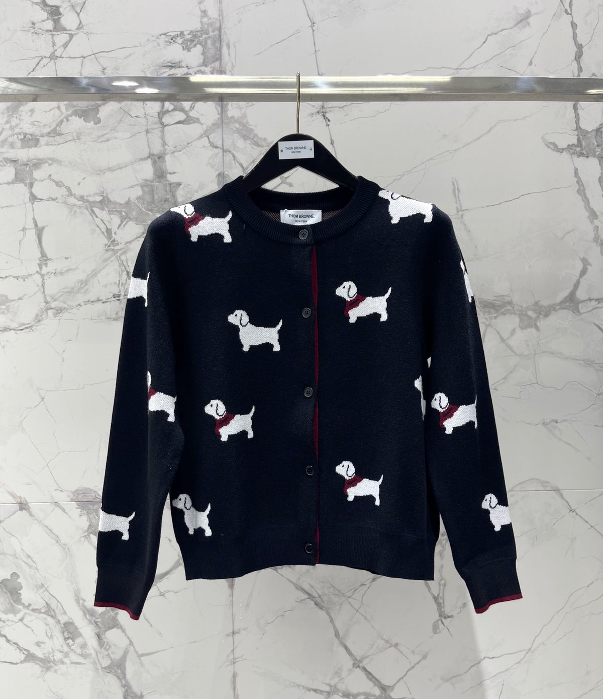 Thom Browne/26 Early Spring New Full-Print Puppy Cardigan Sweater
