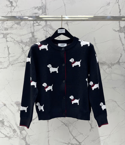 Thom Browne/26 Early Spring New Full-Print Puppy Cardigan Sweater