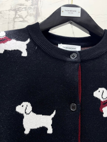 Thom Browne/26 Early Spring New Full-Print Puppy Cardigan Sweater