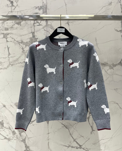 Thom Browne/26 Early Spring New Full-Print Puppy Cardigan Sweater