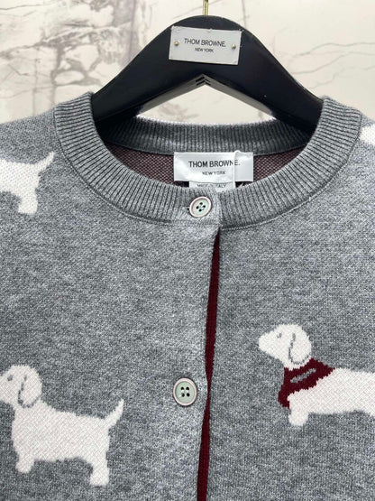 Thom Browne/26 Early Spring New Full-Print Puppy Cardigan Sweater