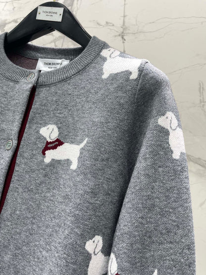Thom Browne/26 Early Spring New Full-Print Puppy Cardigan Sweater