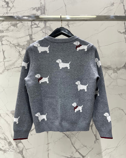 Thom Browne/26 Early Spring New Full-Print Puppy Cardigan Sweater