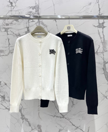 MiuMiu/26 New Early Autumn Knight Logo Wool-Cashmere Blend Cardigan