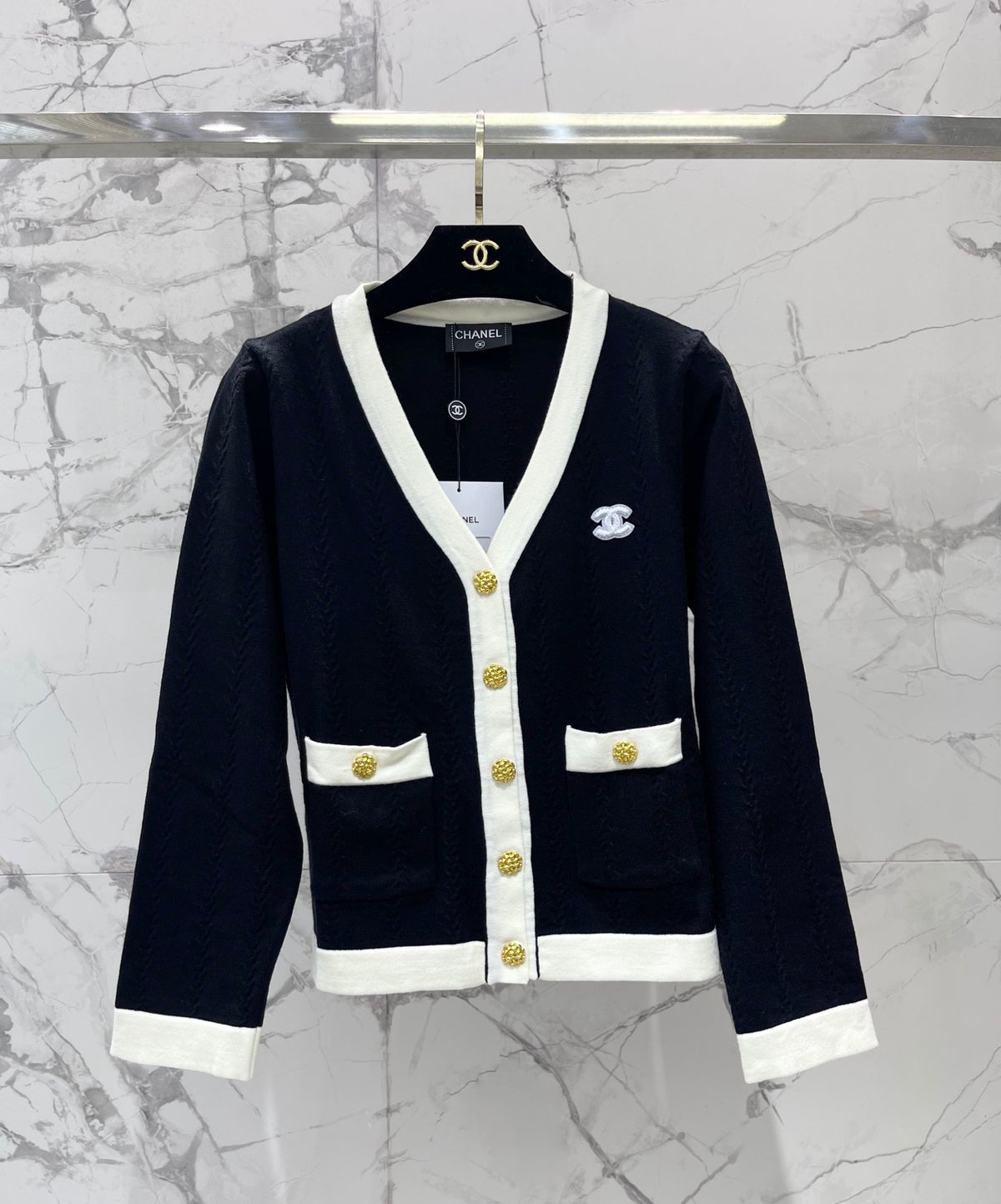 chanel/26 New Jacquard V-Neck Knit Cardigan