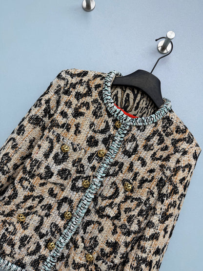 Chanel/26 Latest Retro Leopard Print Tweed Jacket