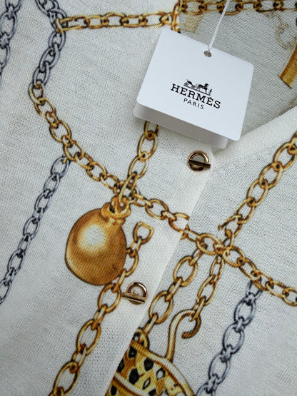 Hermès/26 New Equestrian-Style Lightweight V-Neck Knit Cardigan
