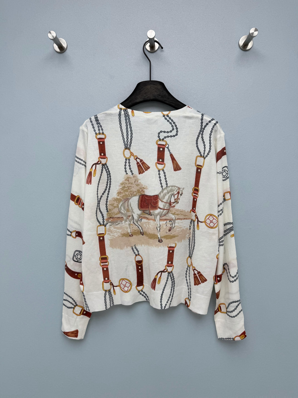 Hermes/26 New Equestrian-Style Lightweight V-Neck Knit Cardigan