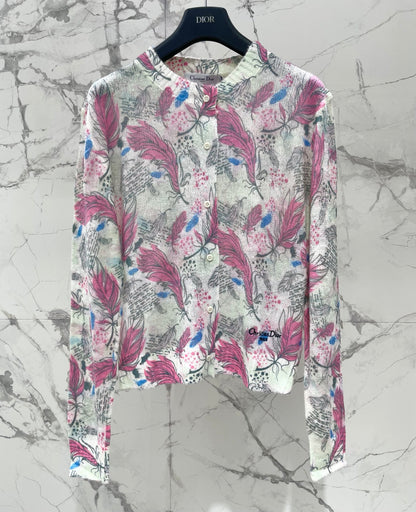 Dior/New Ombre Floral Print Knit Cardigan