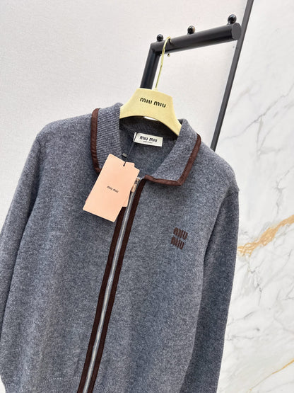 MiuMiu/26Latest Fall/Winter Collared Zip-Up Cardigan