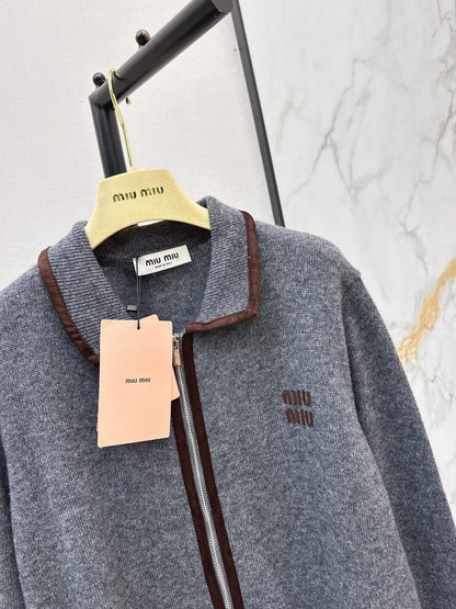 MiuMiu/26Latest Fall/Winter Collared Zip-Up Cardigan