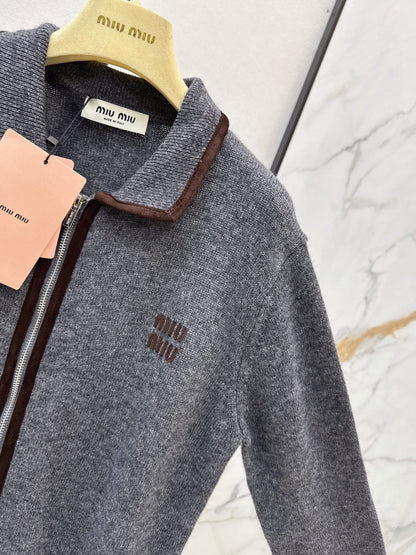 MiuMiu/26Latest Fall/Winter Collared Zip-Up Cardigan