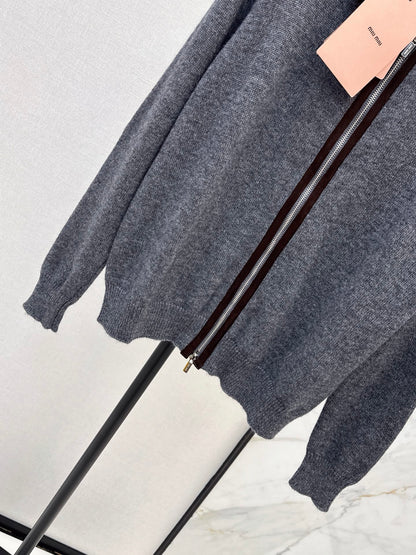 MiuMiu/26Latest Fall/Winter Collared Zip-Up Cardigan